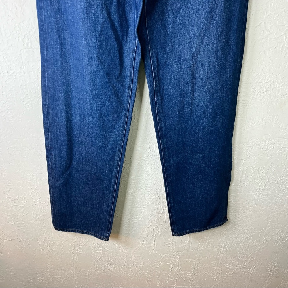 Madewell High Waisted Baggy Straight Jeans in Dark Worn Indigo Wash - Picture 8 of 15